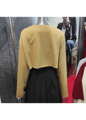 Толстовка жіноча коротка широка двонитка обрізана широкий рукав S беж No Brand (363053939)