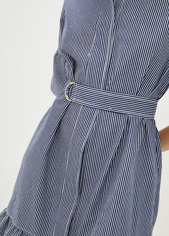 Синее кэжуал платье из джинсы в мелкую полоску. ORA в полоску