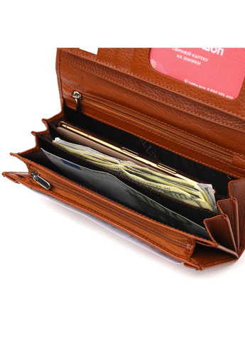 Містке жіноче портмоне з монетницею з натуральної шкіри 21524 Світло-коричневе Canpellini (331907020)