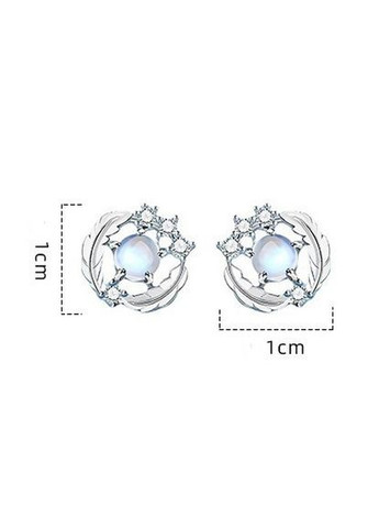 Сережки дитячі гвоздики (Пусети) Життя цвіте і розвивається фіаніт 0.8 см сріблясті Liresmina Jewelry (285110882)