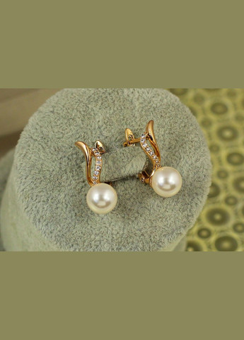 Сережки подих з перлиною 2,1 см золотисті Xuping Jewelry (316434146)
