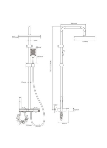 Душова колона BCT-009-J Black зі змішувачем з кнопковим перемикачем, 4 режими (CH6510) Armata (321183855)