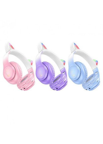 Светящиеся LED Bluetooth наушники w42 cat ear фиолетовые Hoco (280877770)