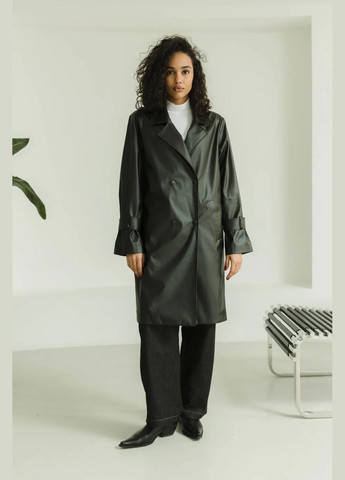 Черное демисезонное Кожаный тренч Seventeen