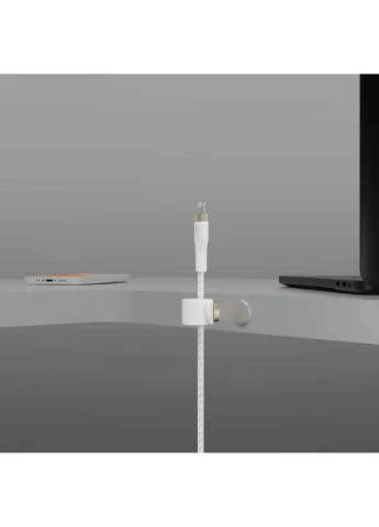 Кабель USB-A > Lightning заряджання/синхронізації 1м, плетений, силіконовий, з ремінцем на магніті, білий Belkin (393467524)