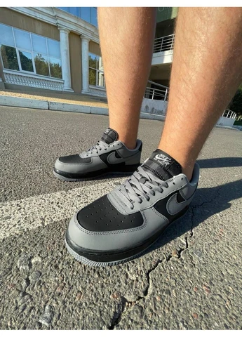 Чорні літні кросівки nike air force 1 grey black найк аір форс 1 No Brand