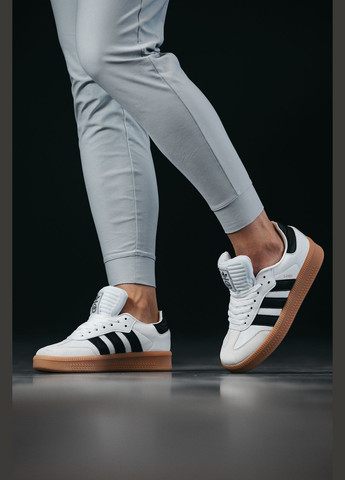 Белые демисезонные кроссовки мужские и женские adidas samba xlg white | адидас самба белые No Brand