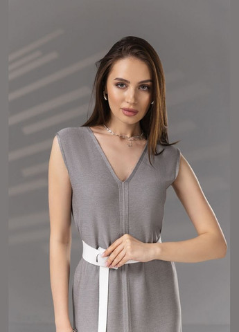 Серое повседневный удлиненное платье свободного кроя из натуральной пряжи (2742) Triko Bakh