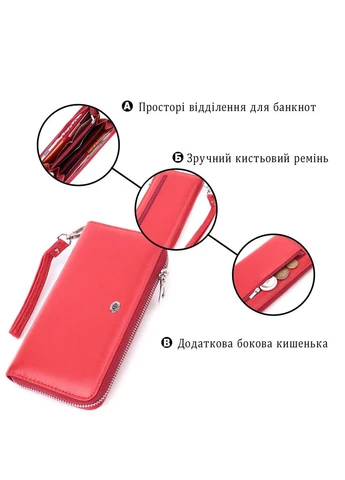 Стильный кошелек-клатч для женщин на одно отделение из натуральной кожи 22561 st leather (393220268)