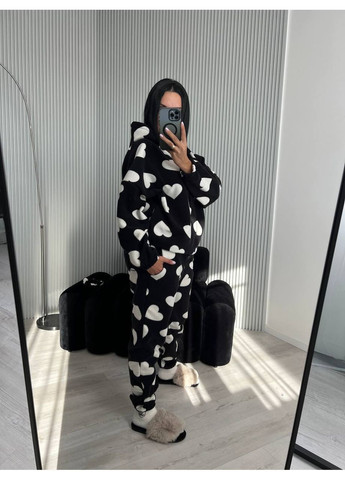 Чорна всесезон жіноча піжама кофта + брюки No Brand