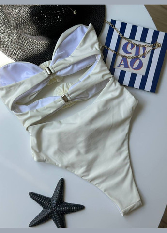 Молочный цельный женский купальник с формованным верхом бандо Simply sexy