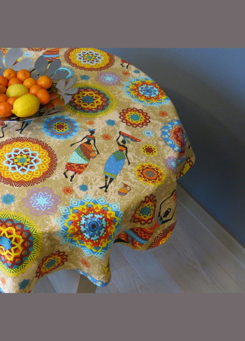 Скатерть круглая красная Новогодняя водоотталкивающая с тефлоновым покрытием плотная Рождественская Maystat (305390515)