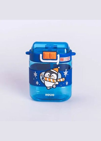 Пляшка для води дитяча з трубочкою та ремінцем 560 мл пляшечка для пиття в школу 15 см Синя HP-14-36BL Yiwu (326177861)