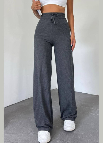 Штани жіночі в рубчик темно-сірого кольору Let's Shop (290981536)