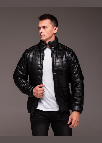 Черная демисезонная мужская стильная куртка под кожу Vakko