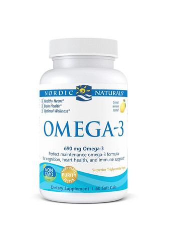 Жирні кислоти Omega-3, 60 капсул Nordic Naturals (293420991)