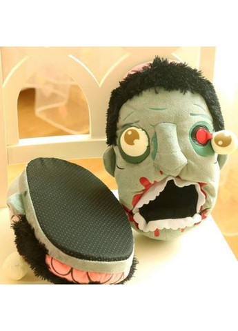 Домашні тапочки Зомбі Memos зелені зимові плюшеві для дому подарунок хлопцю дівчині ProDobro (365442837)