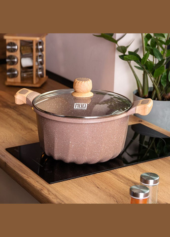 Алюминиевая кастрюля (8 л), Ø28 см, с крышкой, с антипригарным покрытием HP-4-434CO MGC (370707485)