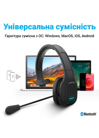 Bluetooth гарнітура для колл-центру з мікрофоном M100C, з дротовим та бездротовим підключенням + USB Bluetooth-адаптер Digital Lion (375460901)