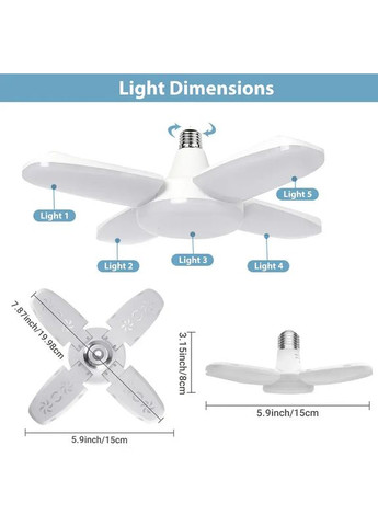 Яскравий компактний LED-світильник 28 Вт | 2000 лм | 6500К | E27 | 4 регульованих панелі Monocrystal (335064304)