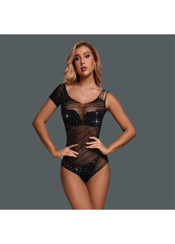Чорний демісезонний спокусливий боді відкритим доступом і стразами еротична білизна -