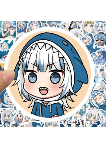 Стикерпак Гавр Гура Набор наклеек Gawr Gura 60 штук No Brand (366890413)