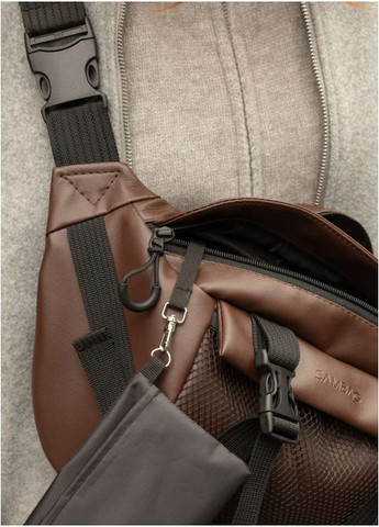 Велика жіноча поясна сумка бананка з екошкіри Коричнева (868038721) Sambag (361244683)