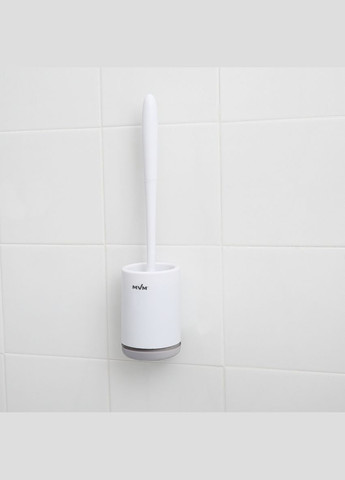 Ершик для унитаза MVM BP-12 настенный клеящийся пластиковый Бело-серый (BP-12 WHITE/GRAY) МВМ (365280856)