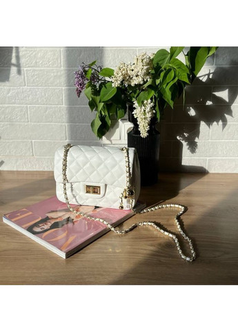 Жіноча сумка крос боді білого кольору з якісної еко шкіри No Brand (362588052)