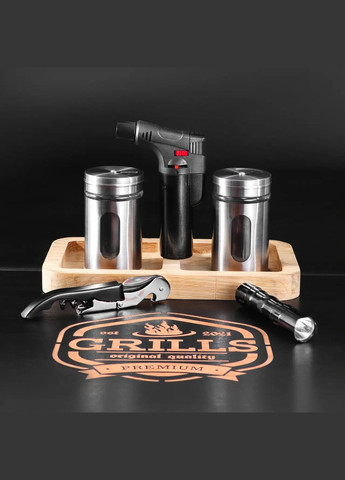 Шашличний набір-комплект з столиком на 6 шампурів "Grills " Чорний | 43 предмети Handmade G18 (342745313)