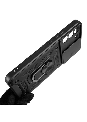 Чехол для Galaxy S22 Plus (SM-S906B) бронированный с кольцом со шторкой на самсунг с22 плюс чёрный rg1 Samsung (366018767)