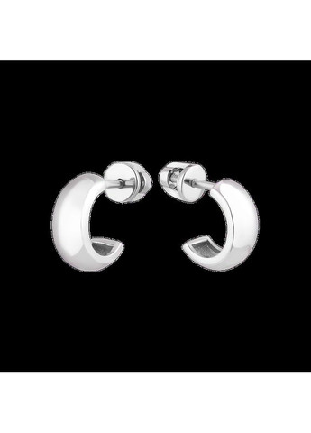 Срібні сережки пусети напівкола гладкі без камінців Каштан (342335561)