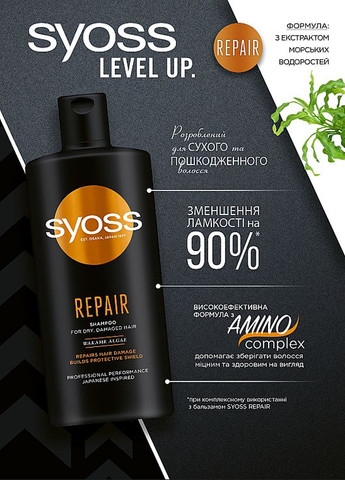 Шампунь для сухих, поврежденных волос Repair Shampoo 440ml (844499-90009) Syoss (368667777)