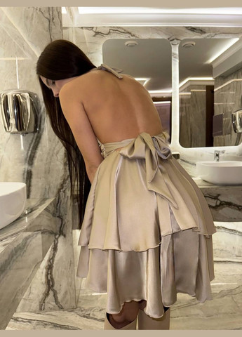 Бежевое праздничный, вечернее женское платье FINO Mode однотонное