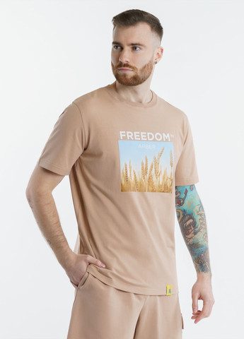 Бежевая футболка унисекс freedom бежевая Arber T-SHIRT FF19