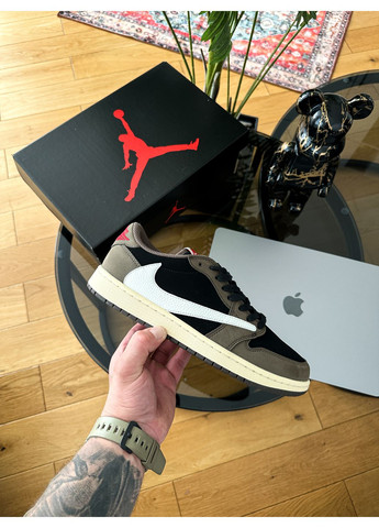 Коричневі Осінні кросівки чоловічі і жіночі nike air jordan 1 retro low x travis scott low | найк еір джордан 1 ретро коричневі No Brand