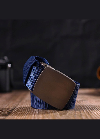 Надійний чоловічий ремінь із металевою пряжкою з текстилю 20596 Синій Vintage (329146725)