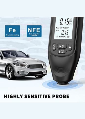 Толщиномер краски цифровой HW400 0-2000 мкм Fe и Nfe Черный (R051122) Bodasan (317297186)