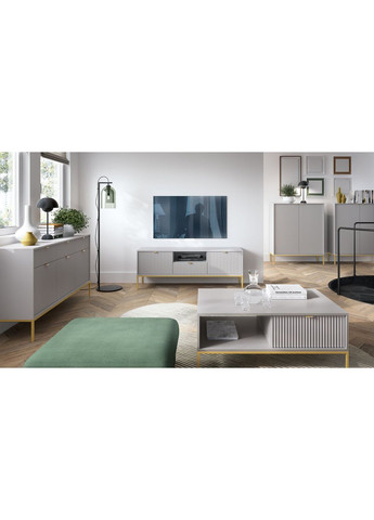 Стіл журнальний Нова / Nova з 2 шухлядами та золотими ніжками L104 Сірий (PFH-091252) Perfect Home (368662992)