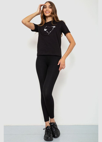 Чорна жіноча футболка з принтом Ager 241R125