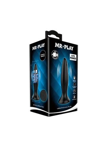 Анальная пробка силиконовая с вибрацией MR PLAY чёрная, 12.8 х 3 см Pretty Love (390431868)