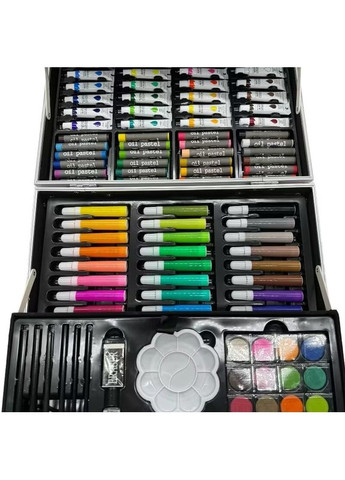 Великий набір для малювання у металевій валізці • Дитячий художній набір для творчості • Фарби, олівці, фломастери No Brand (371788137)