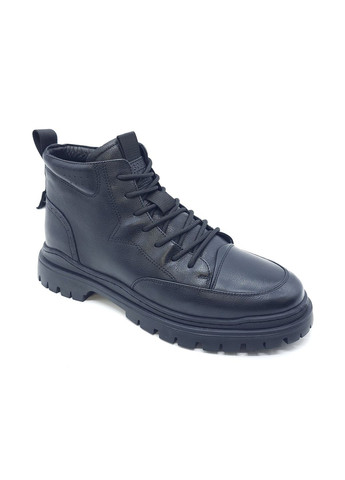 Чоловічі черевики на овчині чорні шкіряні BV-14-6 27,5 см (р) Boss Victori (271828036)