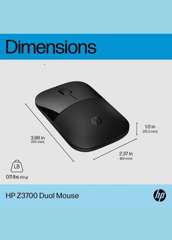Мышка Z3700 Dual Wireless/Bluetooth Black (758A8AA) HP (304531221)