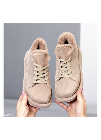 Стильные женские кроссовки No Brand бежевые зима (308202519)