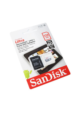 Картка пам'яті microSDXC Ultra 128 GB Class 10 UHS1 (з адаптером) (SDSQUNS-128G-GN6TA) SanDisk (278015907)