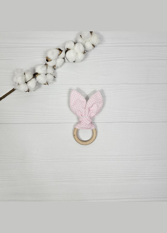 Игрушка комфортер Медвежонок и Эко грызунок Шуршащие ушки a.l.babybox Горох белый на розовом флис No Brand (315488375)