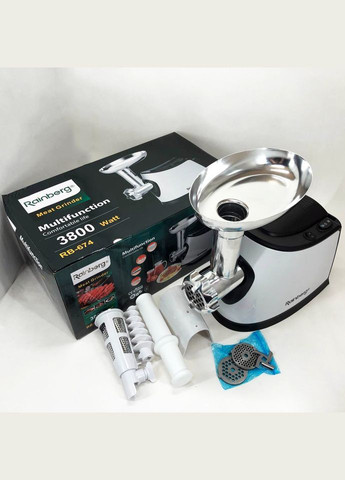 Електром'ясорубка з соковижималкою RB-674 3000W, електром'ясорубка для шатківниці, потужна м'ясорубка Rainberg (364665900)