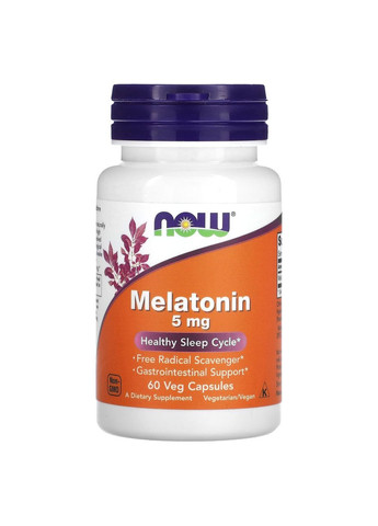 Мелатонин 5 мг Melatonin для улучшения сна 60 капсул Now Foods (277695191)