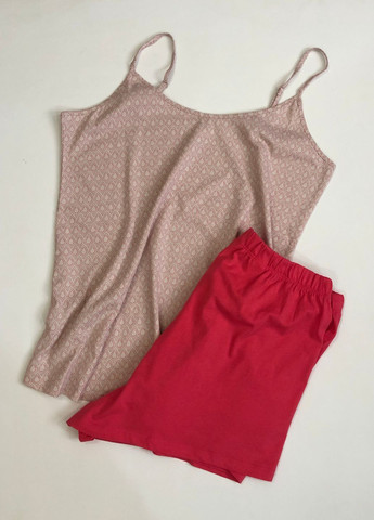 Розовая всесезон летняя женская пижама майка + шорты Tex